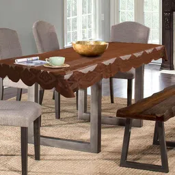 Aura Brown Self Design Textured Rectangle Table Cover-25