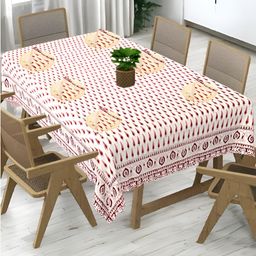 Bohekant White Floral Cotton 6-Seater Table Cover with Embroidered details-image-6