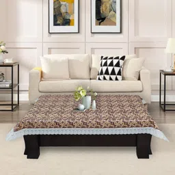 DREAM CARE Beige & Grey Geometric Printed Waterproof Rectangular Center Table Cover-0