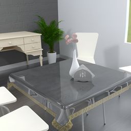 MONKDECOR Transparent 4 Seater Waterproof Table Cover-51