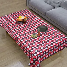 Dakshya Industries Red & White Printed Rectangular 4-Seater Table Cover-55