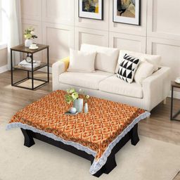 DREAM CARE Brown Geometric Printed Waterproof Rectangular 2 Seater Center Table Cover-8