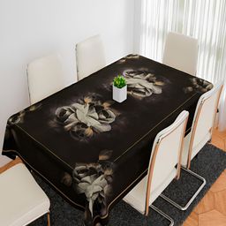 Kuber Industries Brown & Black Floral Printed Waterproof Cotton 6 Seater Table Cover-57