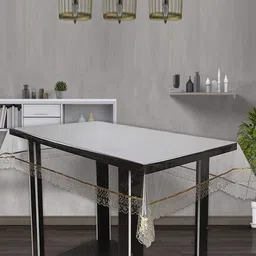Kuber Industries Beige & Transparent 6-Seater Rectangular Table Cover-2