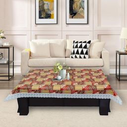 DREAM CARE Brown & Yellow Printed Waterproof Rectangular Center Table Cover-21