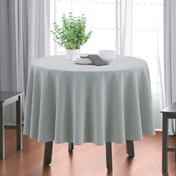 HOME COLORS.IN Grey Round 4 Seater Cotton Table Cover-image-95