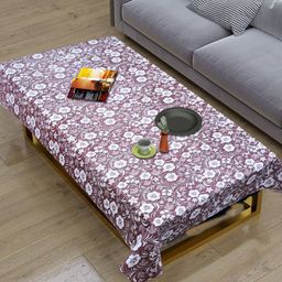 Dakshya Industries Brown & White Printed Rectangular 4-Seater Table Cover-51