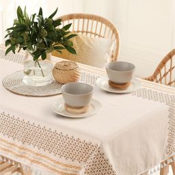 URBAN SPACE Cream-Colored & Brown Geometric Printed Cotton Square Table Covers-31