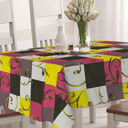 Aura Black & Yellow Floral Printed Rectangle Table Cover-2