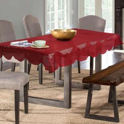 Aura Maroon Abstract 6 Seater Rectangle Table Cover-2