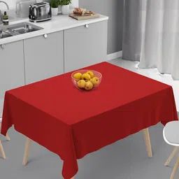 HOME COLORS.IN Red Square 4 Seater Cotton Table Cover-10