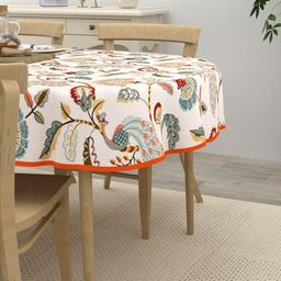 Clasiko White & Maroon Printed Cotton 4-Seater Table Cover-6