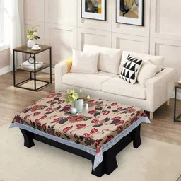 DREAM CARE Beige & Blue Floral Printed Waterproof Rectangular Table Covers-15