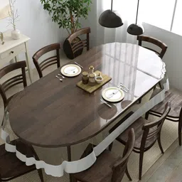 Clasiko White Plastic Oval 8-Seater Table Cover-51