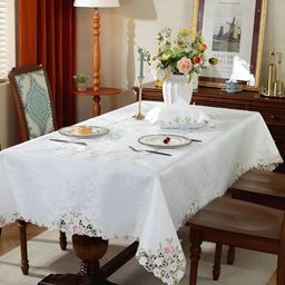 TANLOOMS White Floral 8-Seater Table Cover with Embroidered details-image-41