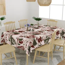 EverHOME Red & Green Abstract Printed 6 Seater Table Cover-5