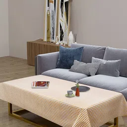 Dakshya Industries Beige & White Checked Rectangular 4-Seater Table Cover-24