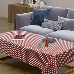 Dakshya Industries Brown & White Printed Rectangular 4 Seater Table Cover-2