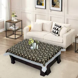 DREAM CARE Black & Beige Floral Printed Waterproof 2 Seater Table Cover-37