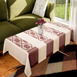 Kuber Industries Maroon & Cream-Colored Floral Design Cotton 4-Seater Table Cover-23