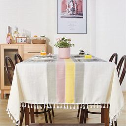 URBAN SPACE Off White & Grey Printed Pure Cotton 6-Seater Table Cover-14