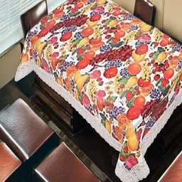 REVEXO White and Red Printed 4-Seater Table Cover-8