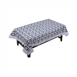 Aura Grey & Black Geometric Waterproof 4 Seater Table Cover With Textured details-30