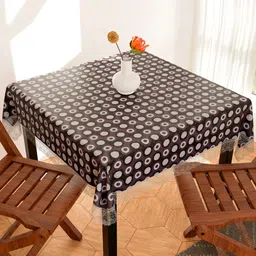 Kuber Industries Purple & White Printed PVC Waterproof 4 Seater Square Table Cover-21