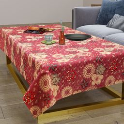 Dakshya Industries Maroon-Coloured & Beige Printed Rectangular 4-Seater Table Cover-13