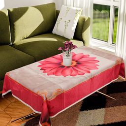 Kuber Industries Cream Coloured & Pink Printed Cotton Center Table Cover-20