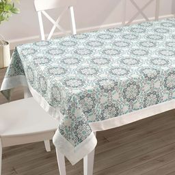 SWAYAM Cream-Coloured Ethnic Motifs Cotton 8-Seater Table Cover-18