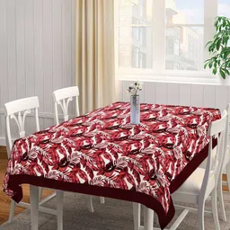 SHADES of LIFE Maroon & White Floral Rectangular Table Cover-18
