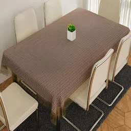 Kuber Industries Brown Geometric Printed Anti-Skid 6-Seater Table Cover-image-5