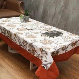 Soumya Orange Floral Printed 2-Seater Table Cover-6