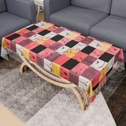 Kuber Industries Pink Waterproof Plastic 4-Seater Table Cover-37