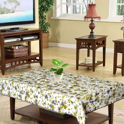 Kuber Industries White & Green Leaves Printed 4-Seater Table Cover-62