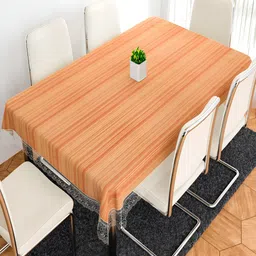 Kuber Industries Gold-Toned & White Striped Anti-Skid 6-Seater Table Cover-20