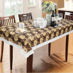Dakshya Industries Brown Floral Printed 6 Seater Table Cover-58