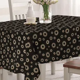 Aura Beige & Black Floral 4-Seater Rectangular Table Cover-25