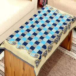 BELLA TRUE Blue & Beige Checked Rectangular Table Cover-41