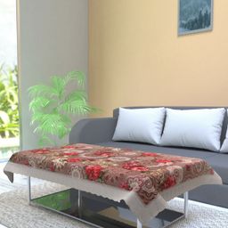 Aura Brown & Red Floral Waterproof 4-Seater Rectangular Table Cover-32