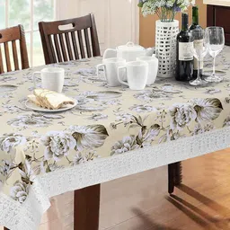 Dakshya Industries Beige Floral Printed 4-Seater Table Covers-23