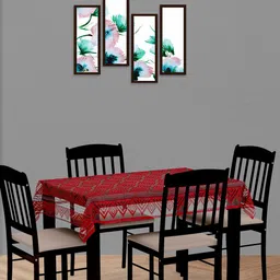 WEAVERS VILLA Maroon Printed Cotton 4-Seater Table Cloth-20