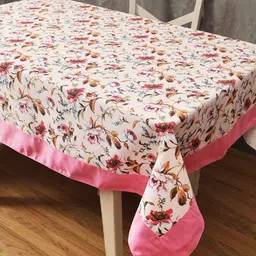 Soumya Pink Floral Printed 6-Seater Table Cover-14