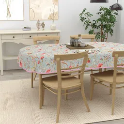 Clasiko Blue & Pink Ethnic Motifs Printed Cotton 4-Seater Table Cover-24