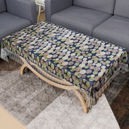 Kuber Industries Blue Waterproof Plastic 4-Seater Table Cover-22