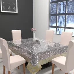 Aura Gold-Toned & Transparent 6-Seater Rectangular Table Cover-19