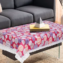 Dakshya Industries Pink & White Printed 4 Seater Table Covers-11