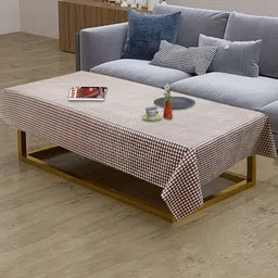Dakshya Industries Brown & White Printed Rectangular 4 Seater Table Cover-1