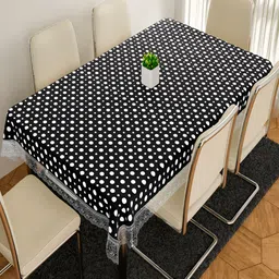 Kuber Industries Black Printed 6-Seater Table Cover-55